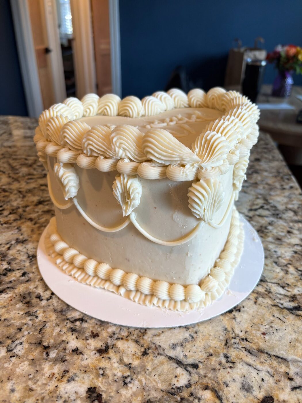 Ivory sculpted buttercream wedding cake