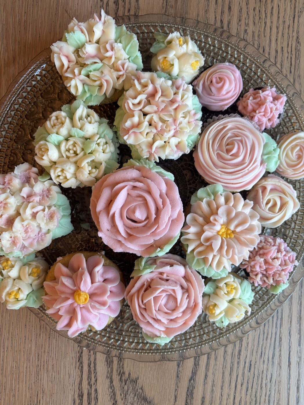 Floral piped cupcakes