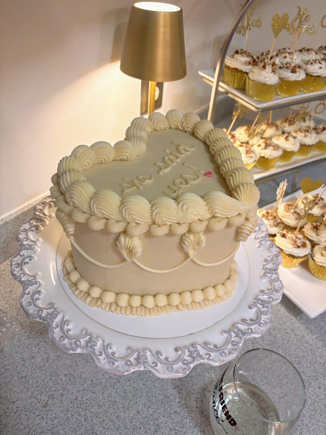 Carrot cake with piped decoration